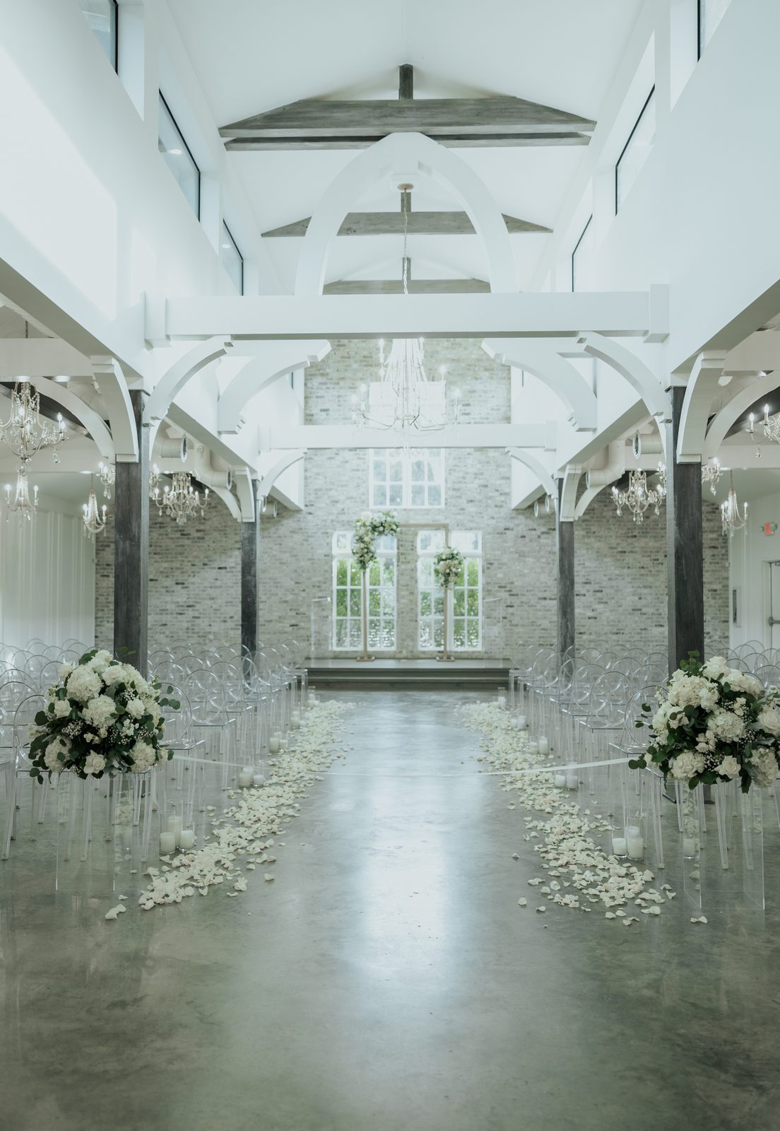 The Peach Orchard's glass-walled ceremony corridor